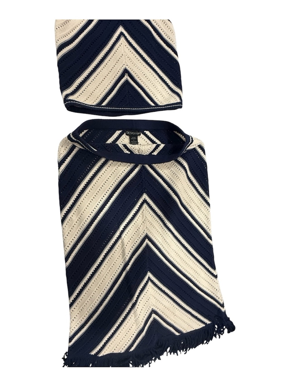 Designer Navy and Cream Chevron Knit Skirt